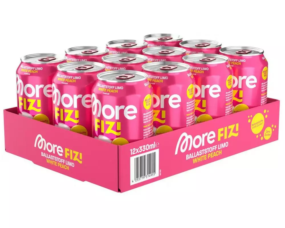 More Nutrition Fizi White Peach, 12 x 330 ml