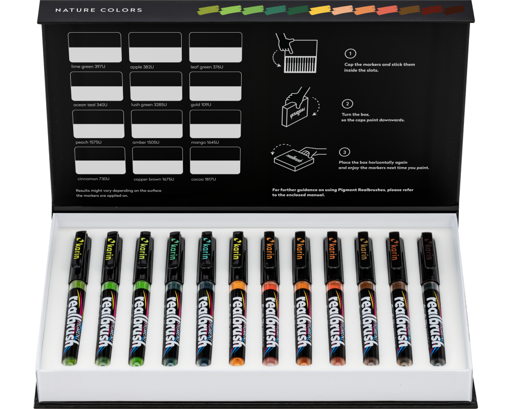 KARIN Real Brush Pen 0.4mm 33C3 Pigment, Natur Farben