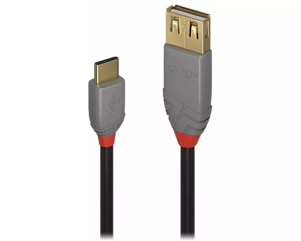 LINDY Anthra Line USB Adapter, USB 2.0, USB/C-USB/A M-F, 0.15m