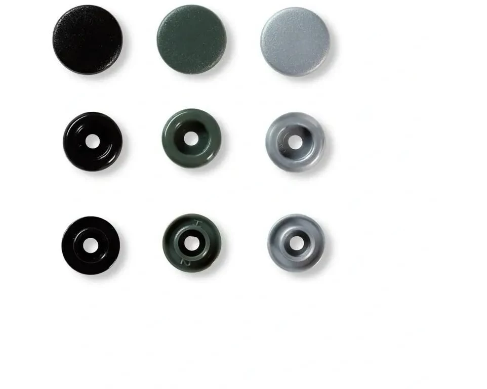 Prym Druckknöpfe Color Snaps Love Grau, Ø 12,4 mm, 30 Stück