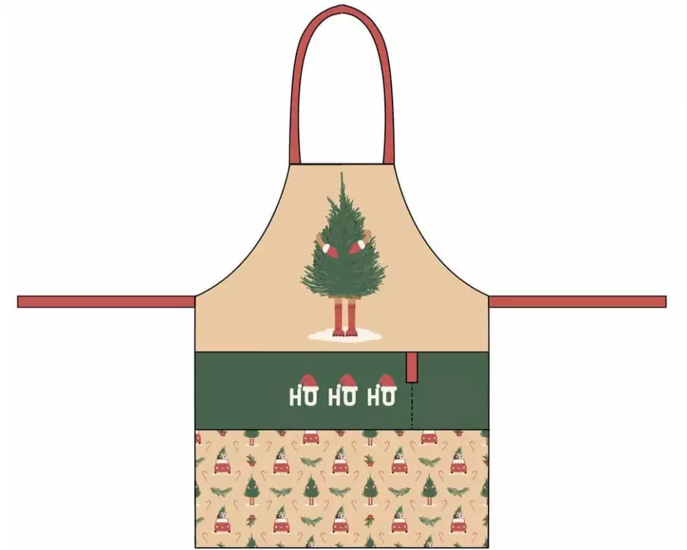 Chic Mic Kochschürze ho ho ho Beige/Grün/Rot