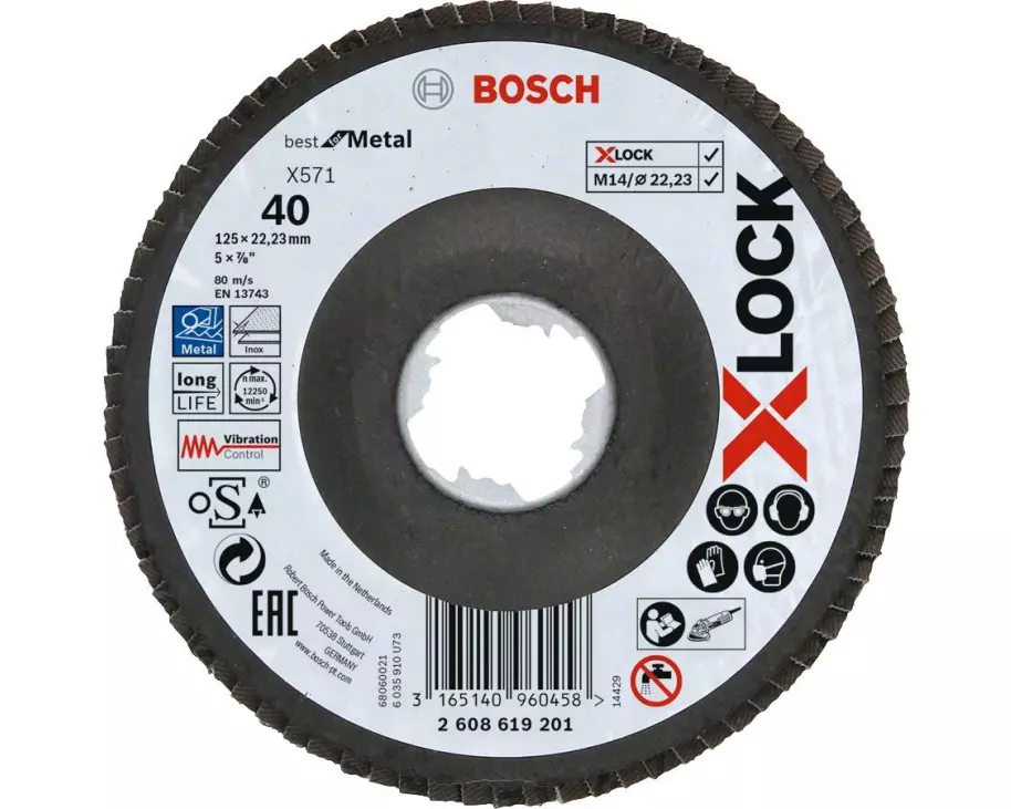 Bosch Professional Fächerschleifscheibe X-LOCK Best for Metal K40, 125 mm