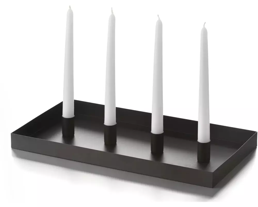 balthasar Kerzenständer Tablett Schwarz, 42 cm