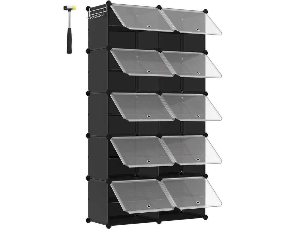 Songmics Schuhregal 82 x 152 cm, Schwarz