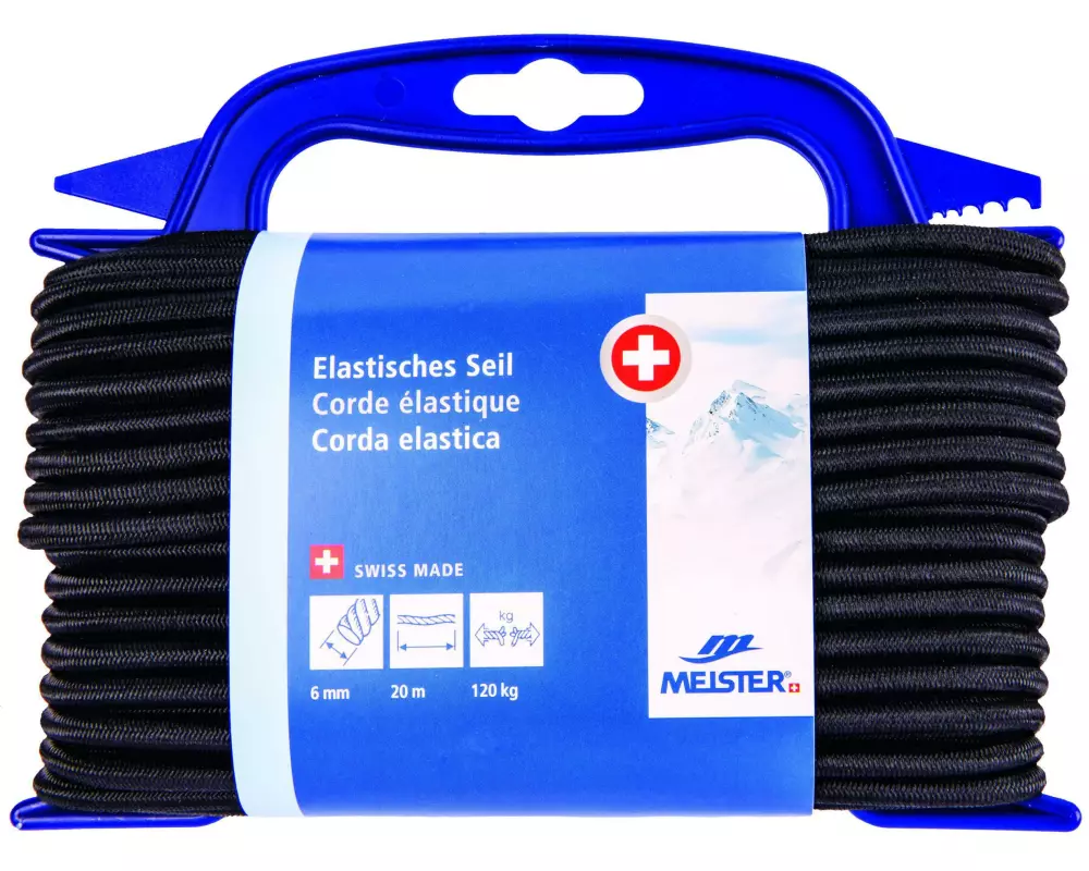 Meister Gummi-Spannseil Ø 6 mm, 20 m, 120 kg, Schwarz