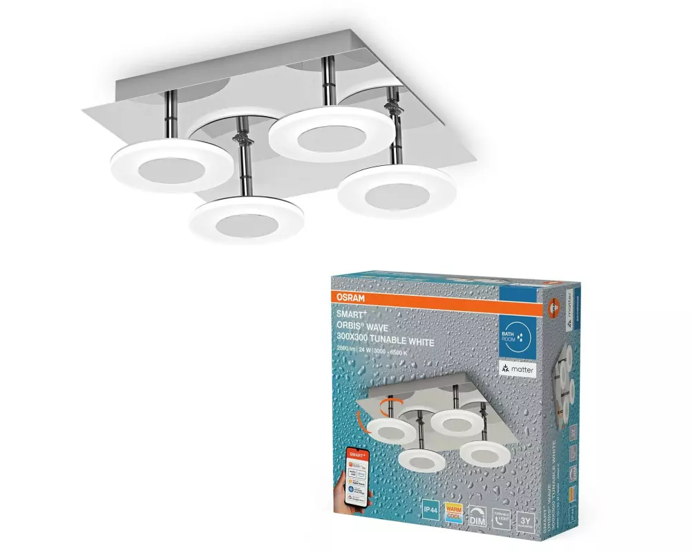 OSRAM Wandleuchte SMART+ Matter Orbis Wall Wave 300 x 300 mm, TW