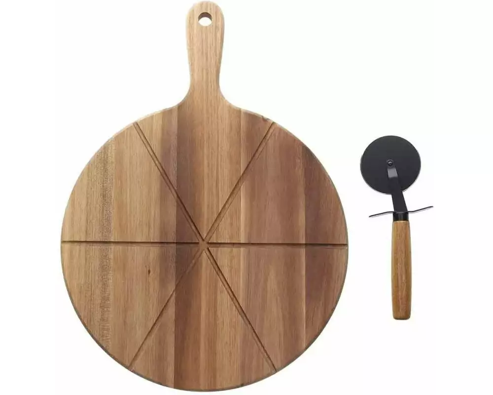 Tognana Tognana Pizzabrett mit Messer, 42 x 30 cm, Braun
