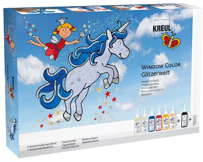 Kreul Fensterfarbe Window Color Set Glitzer 80 ml x 6 Stück