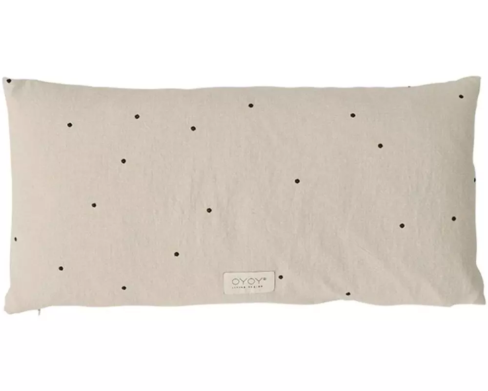 OYOY Kissen Kyoto Dot 60 cm x 30 cm, Lehmgrau