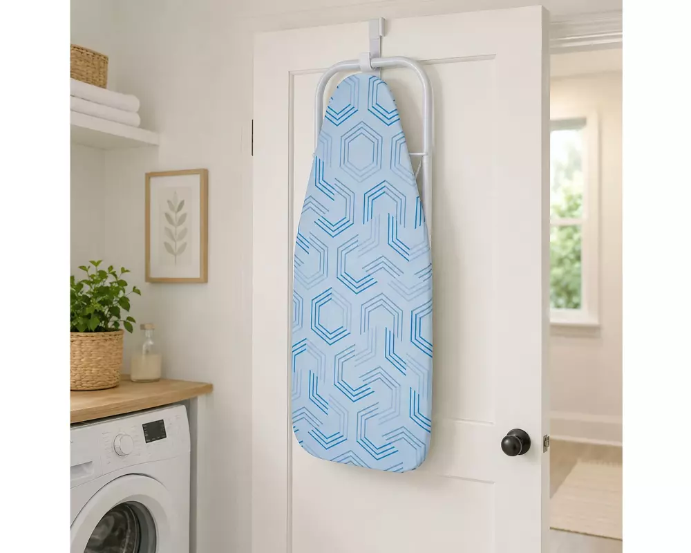 relaxdays Tischbügelbrett Stahl Baumwolle Schaumstoff Blau Weiss
