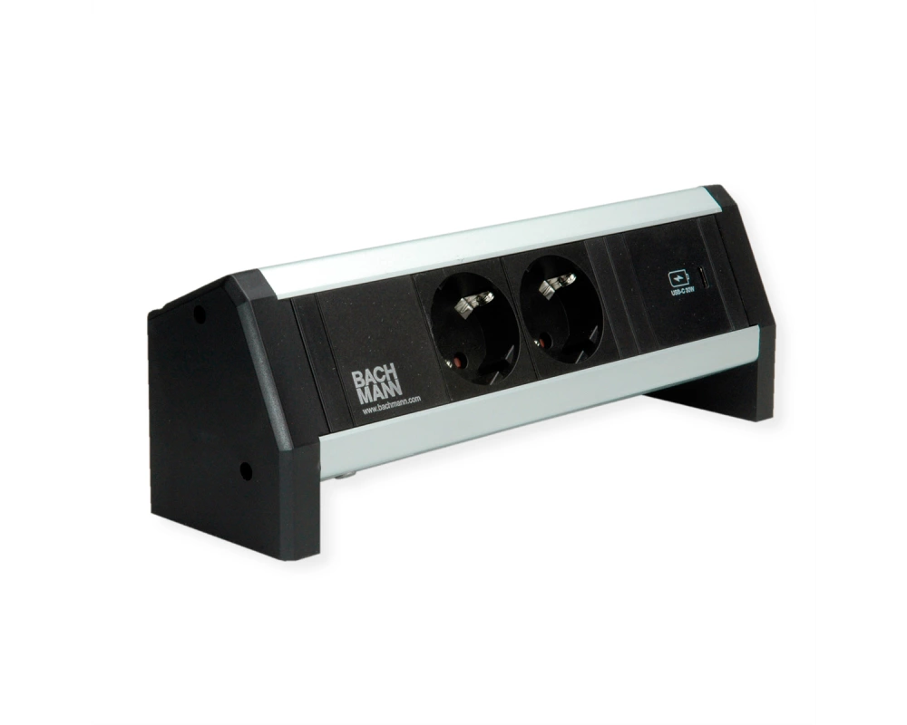 BACHMANN DESK 2xSchutzkontakt USB C, USB Charger 30W GST18