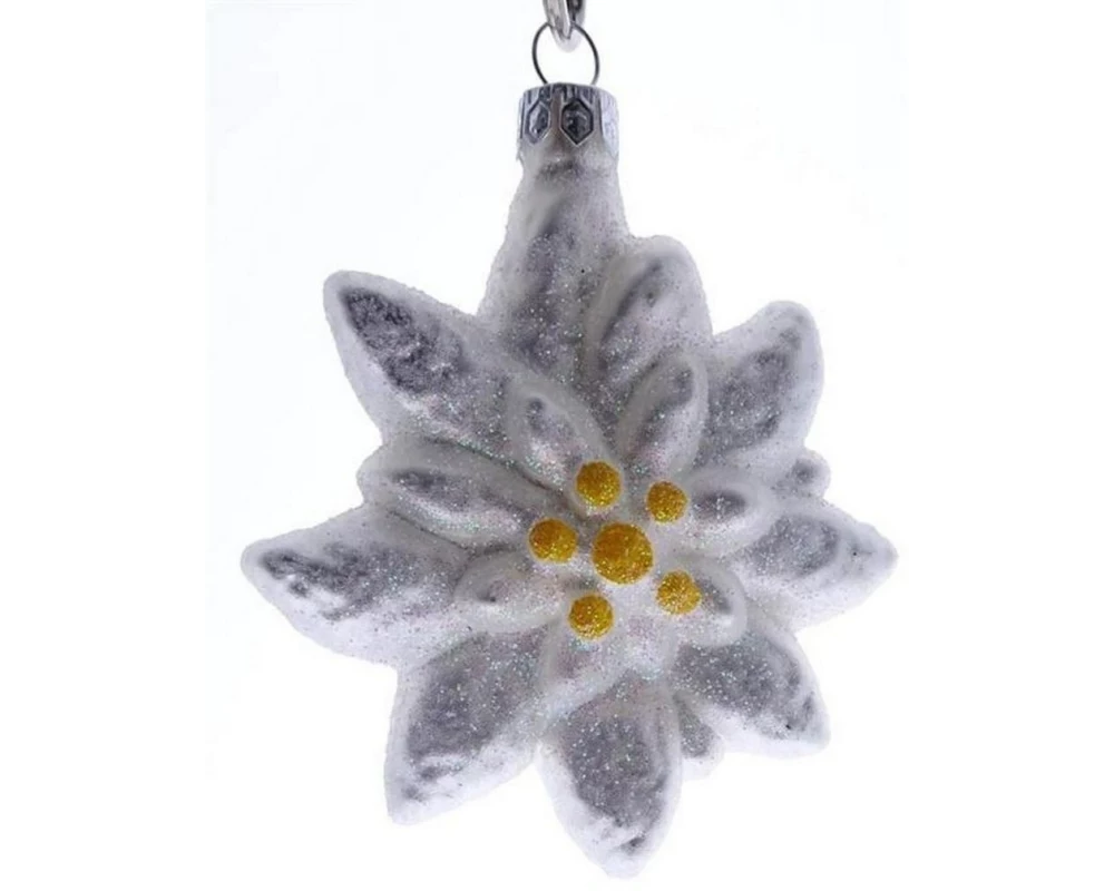 creanorm Weihnachtskugel Edelweiss Silber/Gold/Weiss