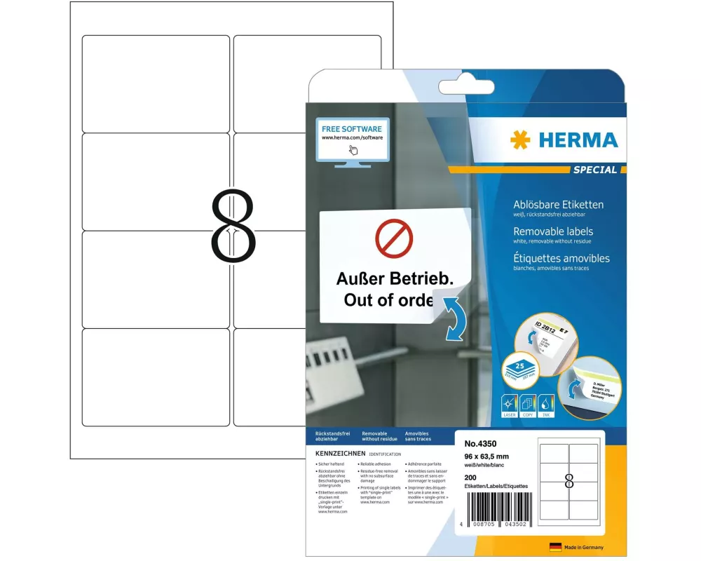 HERMA Universal-Etiketten 9.6 x 6.35 cm, 200 Etiketten