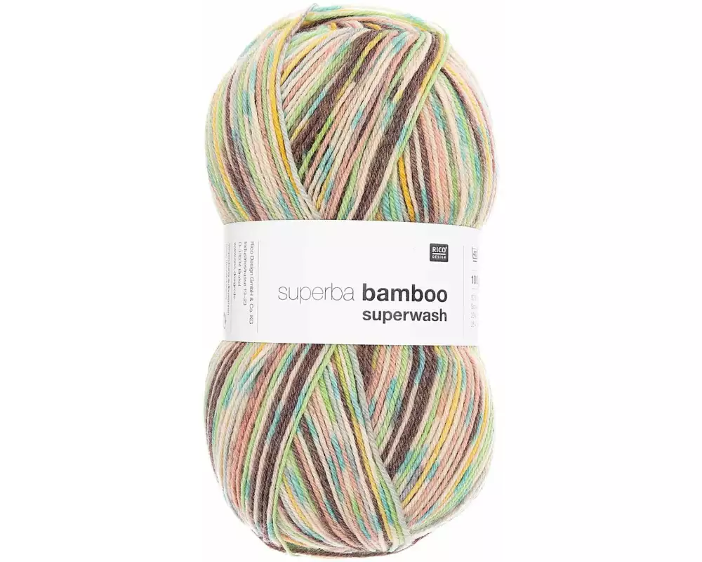Rico Design Wolle Bamboo für Socken 4-fädig, 100 g, Braun; Grün