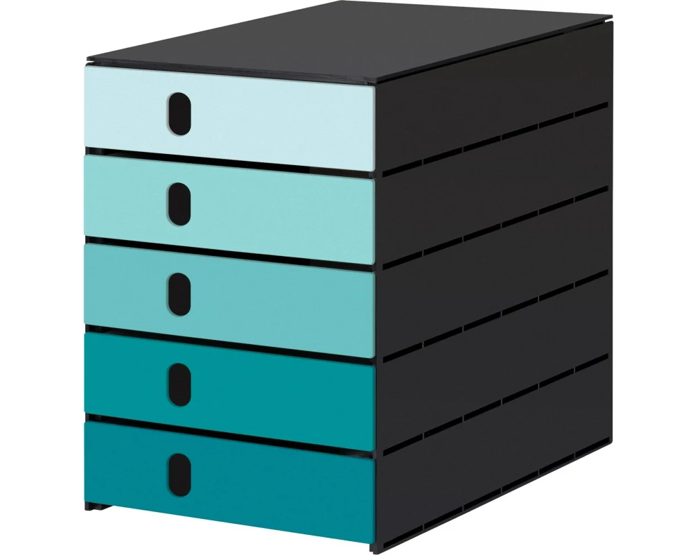 Styro Schubladenbox styroval color flow 5 Schubladen, Aqua/Schwarz