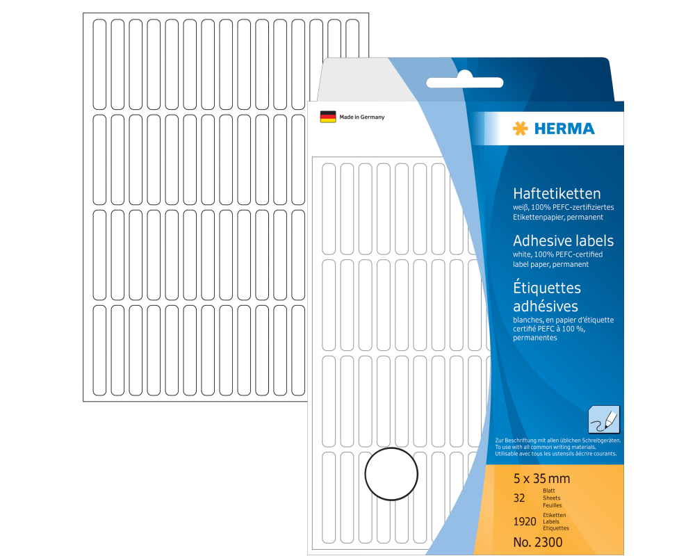 HERMA Etiketten 5×35mm 2300 weiss 1920 Stück