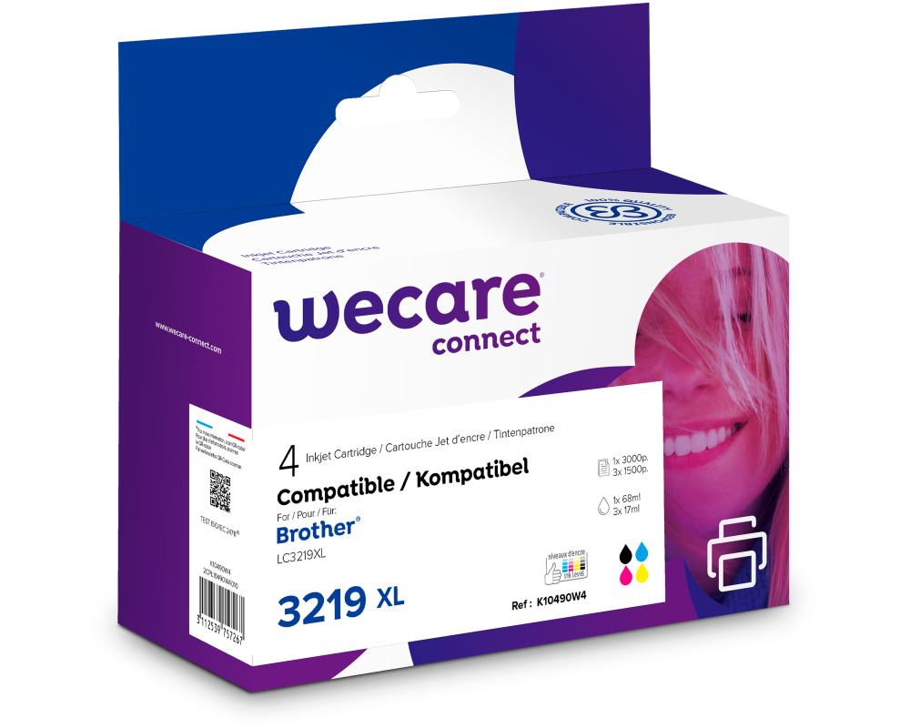 WECARE Multipack rebuilt XL CMYBK LC-3219VWE zu Brother MFC-J6530 15/4x11ml