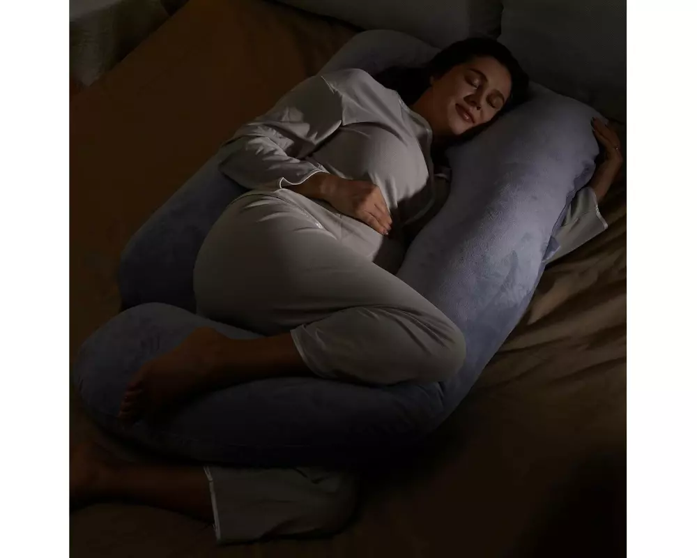 momcozy Schwangerschaftskissen aus Samt 148 x 78 cm, Dunkelgrau