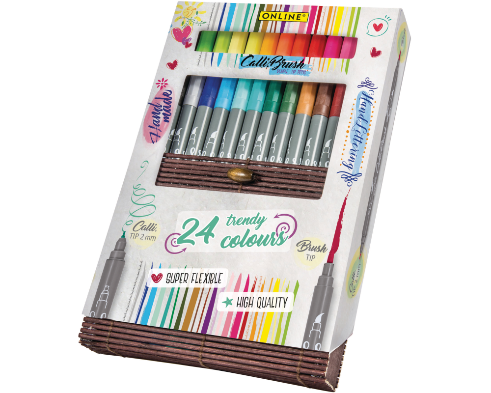 ONLINE Callibrush Pen Double Tip 19082 Bamboo Case