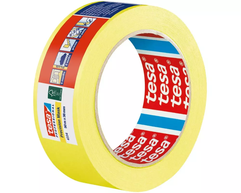 tesa Malerband Precision Mask gelb 50m x 38 mm, Gelb