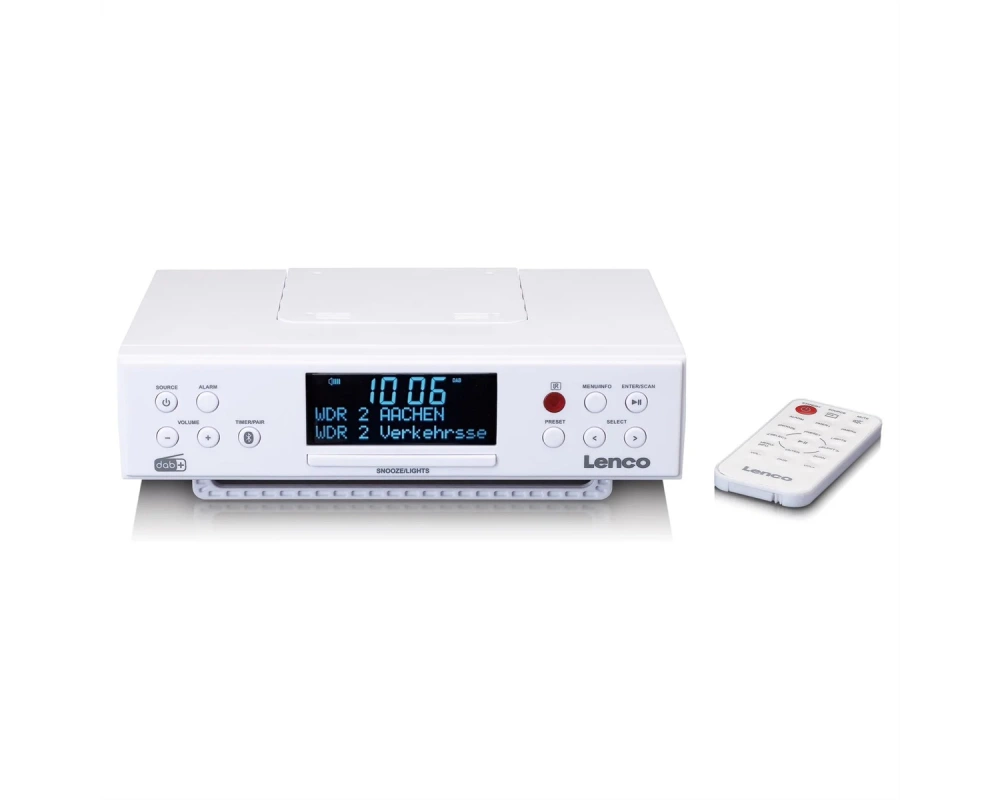 Lenco KCR-190WH - DAB+/FM Küchenradio, BT, LED-Beleuchtung und Timer - Weiss