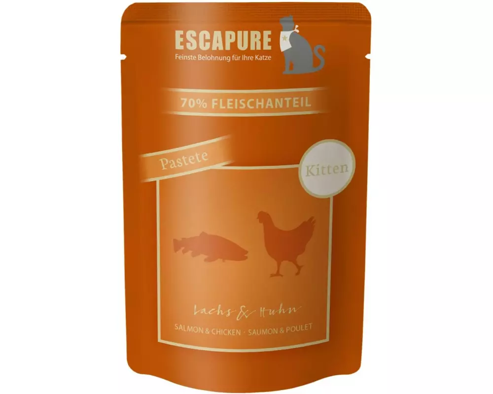 Escapure Nassfutter Pouch Kitten Lachs & Huhn, 100 g