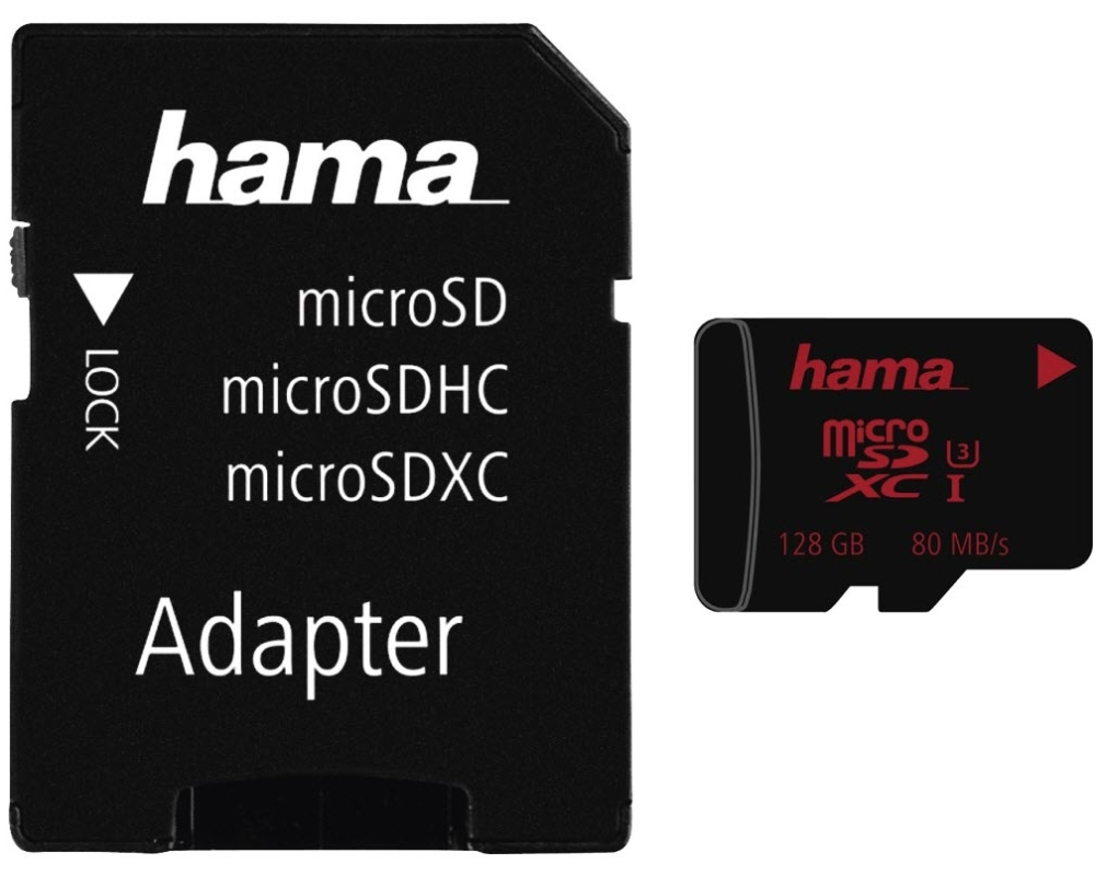 HAMA microSDXC 128GB UHS Speed 181002 Class 3 UHS-I 80MB/s, Adapter