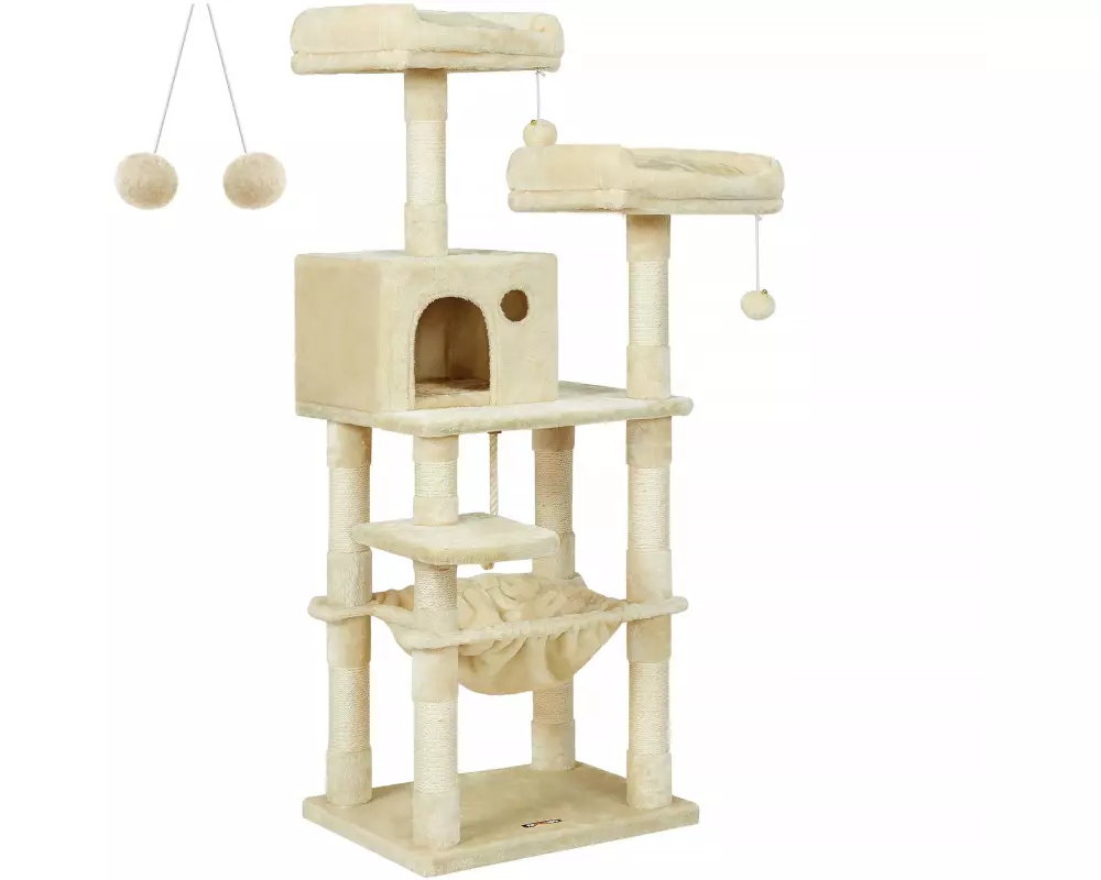 Feandrea Kratzbaum mit Hängematte 143 cm, Beige