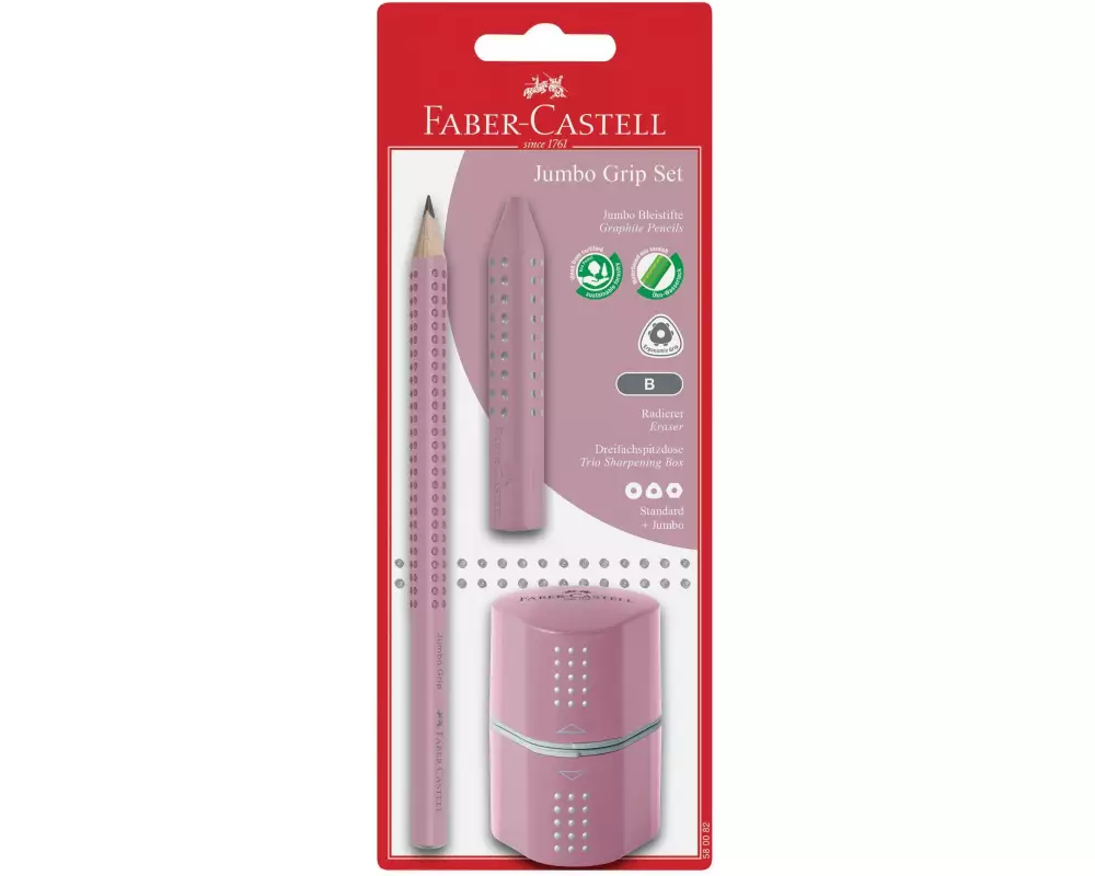 Faber-Castell Bleistift Jumbo Grip Set 3 Stück, Rose Shadows