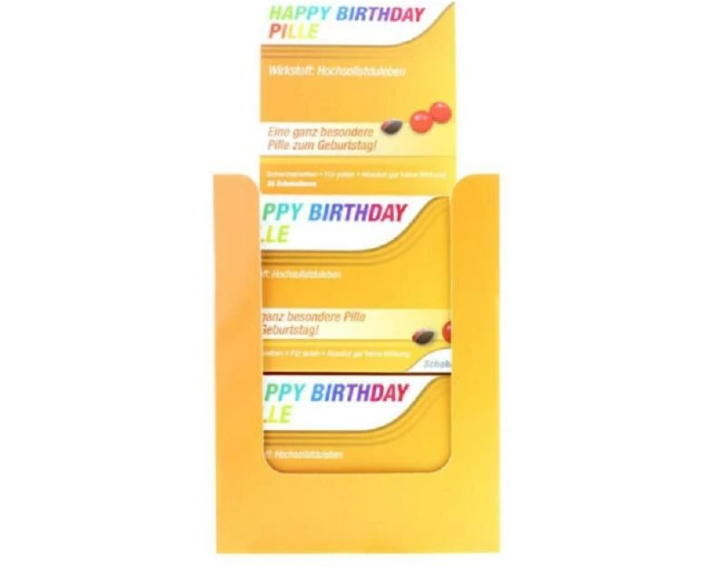 Trend Import Scherztabletten Happy Birthday Pille 22 g, aus Schokolade