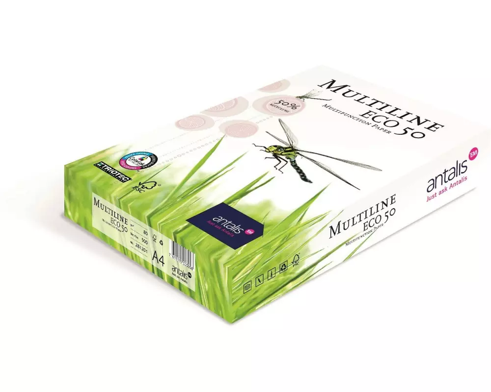 Antalis Kopierpapier Multiline Eco 50 A4, Weiss, 80 g/m²,2500 Blatt