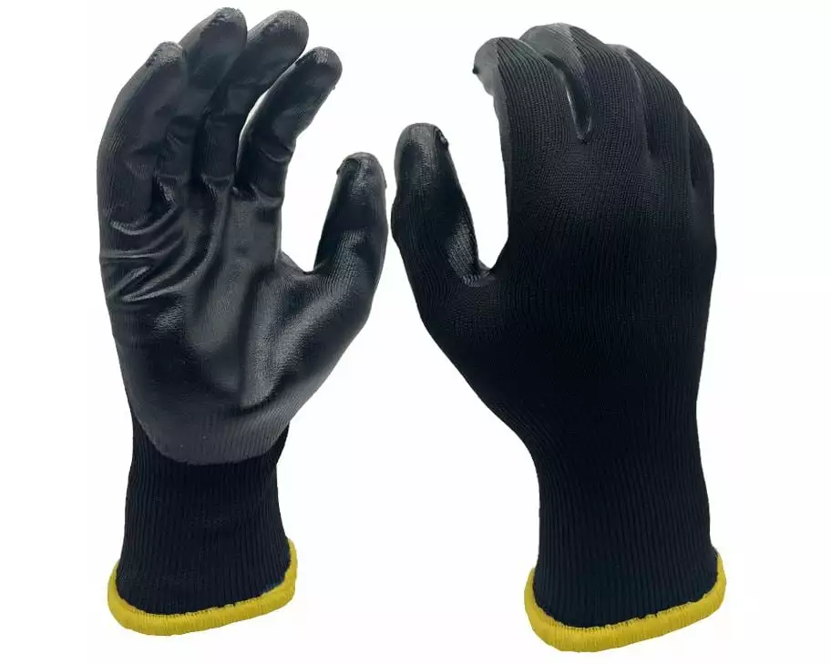 FTM Arbeitshandschuh Polyester, M, Schwarz, 12 Stück
