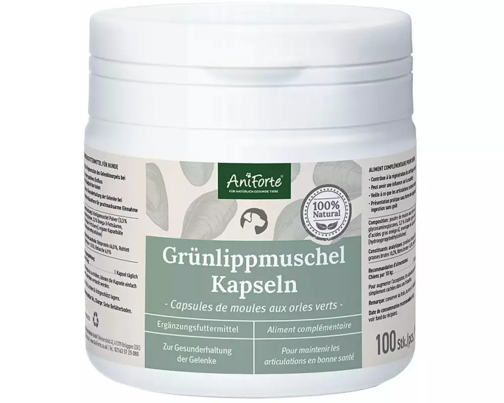 AniForte Hunde-Nahrungsergänzung Grünlippmuschel, 100 Stück