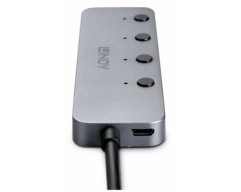 LINDY 4 Port USB 3.2, Type C, Hub, with On/Off Switches