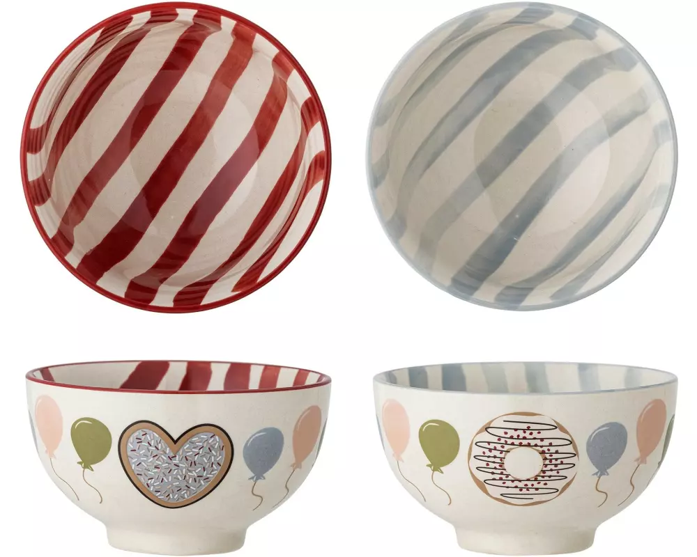 Bloomingville Kinderschale Darby 2er Set, Rot, Steingut