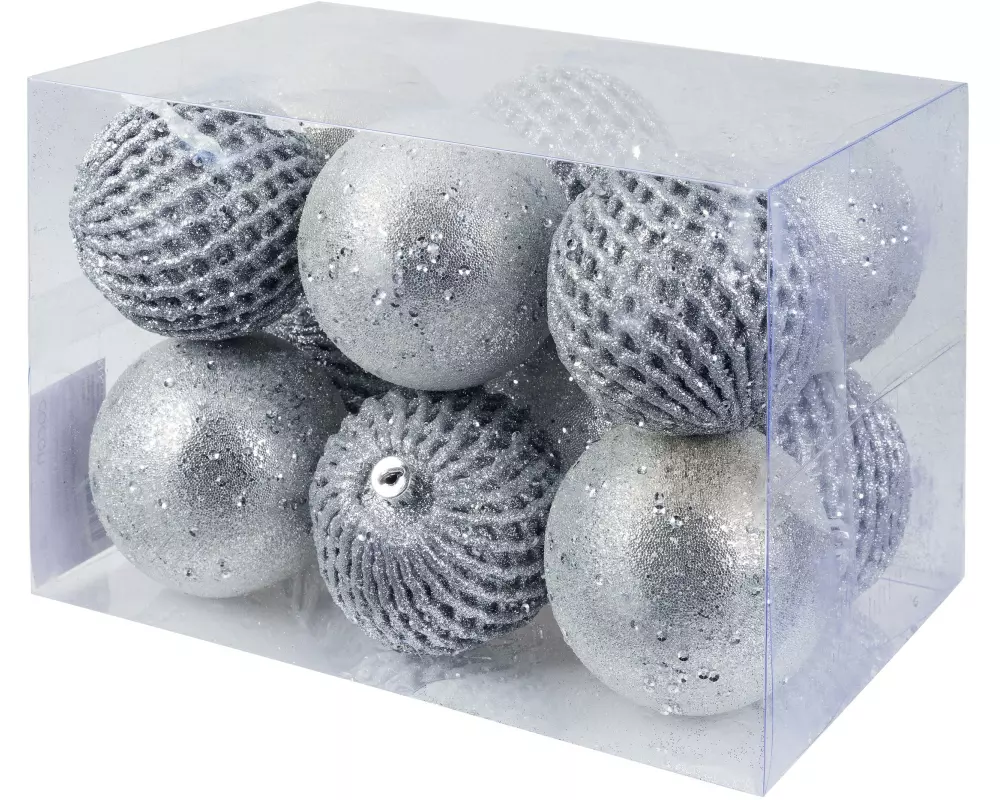COCON Weihnachtskugel 12 Stück, Silber