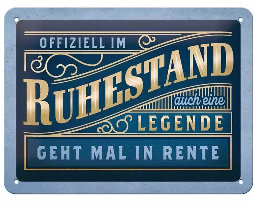 Nostalgic Art Schild Offiziell im Ruhestand 15 x 20 cm, Metall
