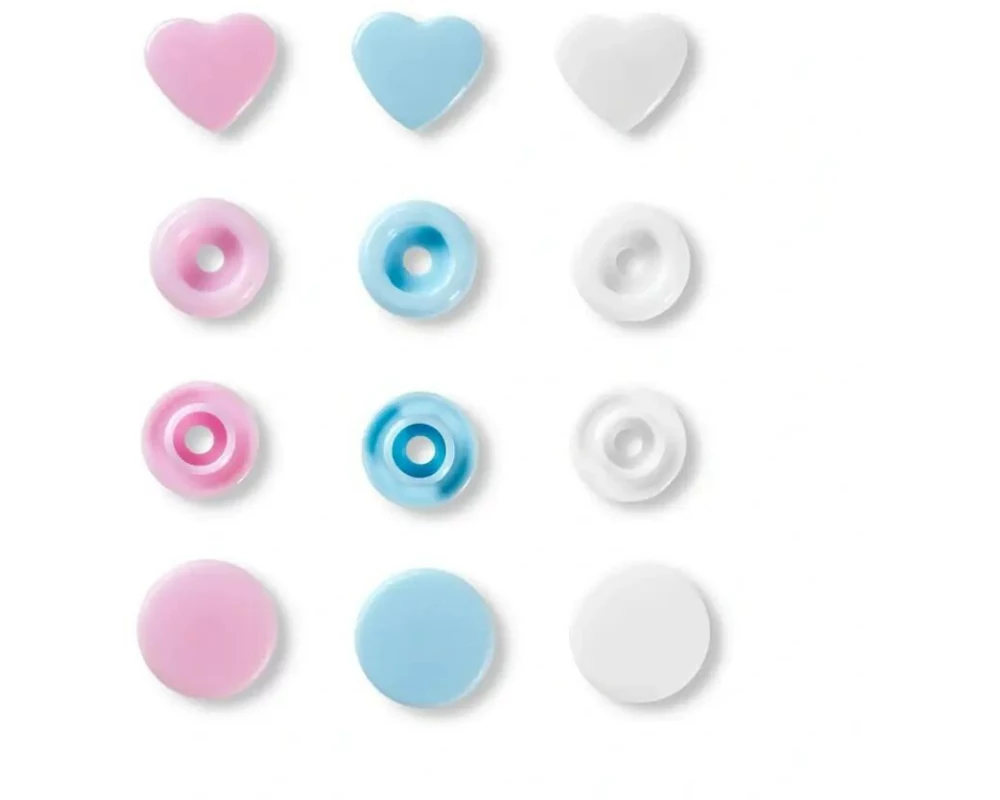 Prym Druckknöpfe Color Snaps Herz, Pastell, 12.4 mm, 30 Stück