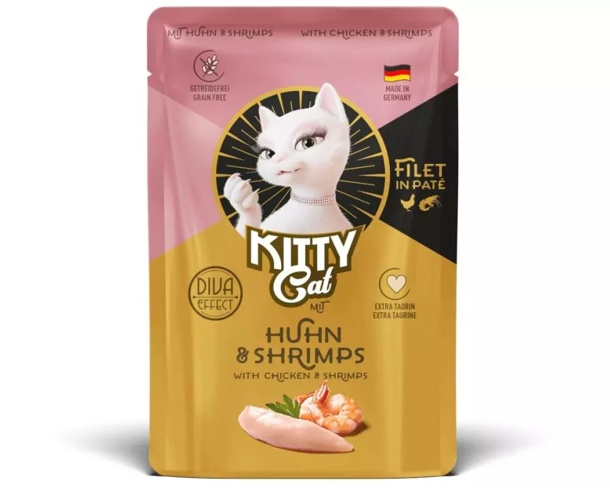 KITTY Cat Nassfutter KittyCat Filét Paté Pouch Huhn, Shrimps 6 x 85 g