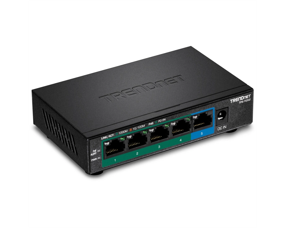 TRENDnet TPE-TG52 5-Port PoE Switch Gigabit PoE+ 32W