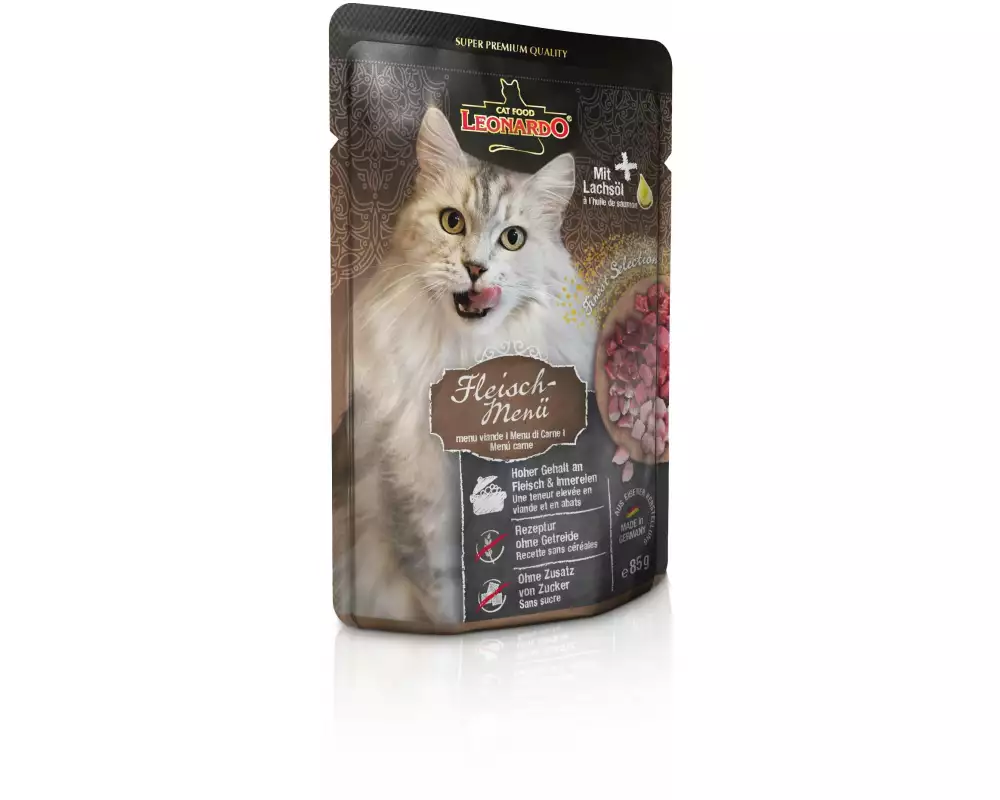 Leonardo Cat Food Nassfutter Fleisch-Menü, 85 g