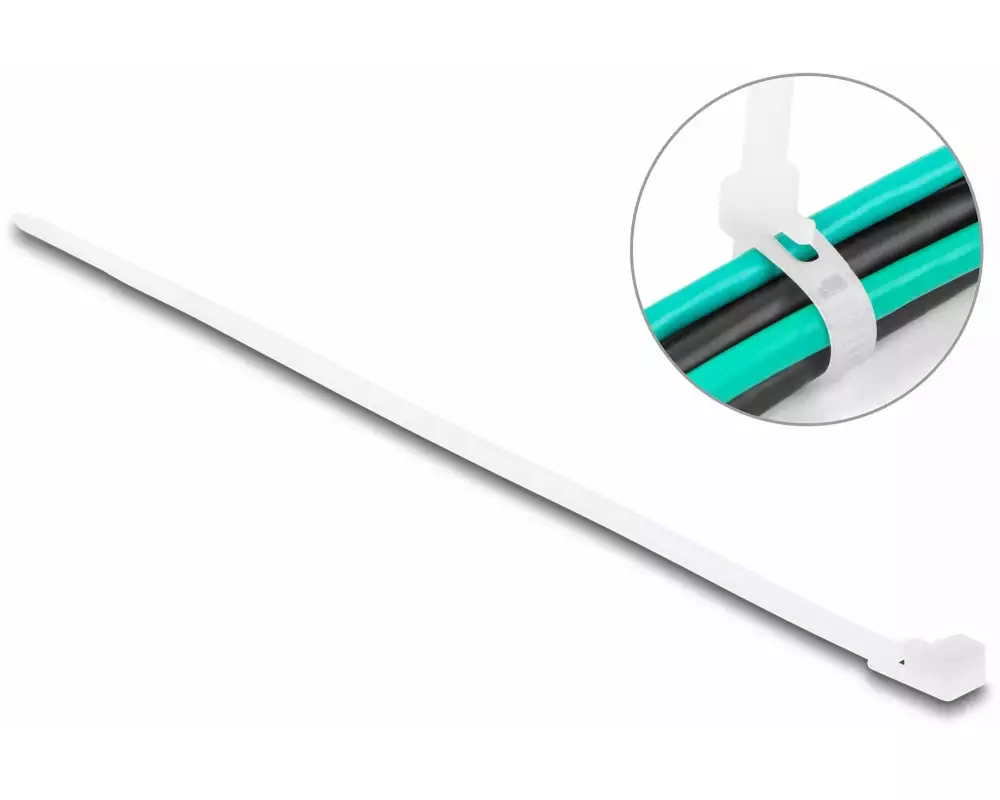 Delock Kabelbinder Weiss 200 mm x 4.8 mm, 100 Stück