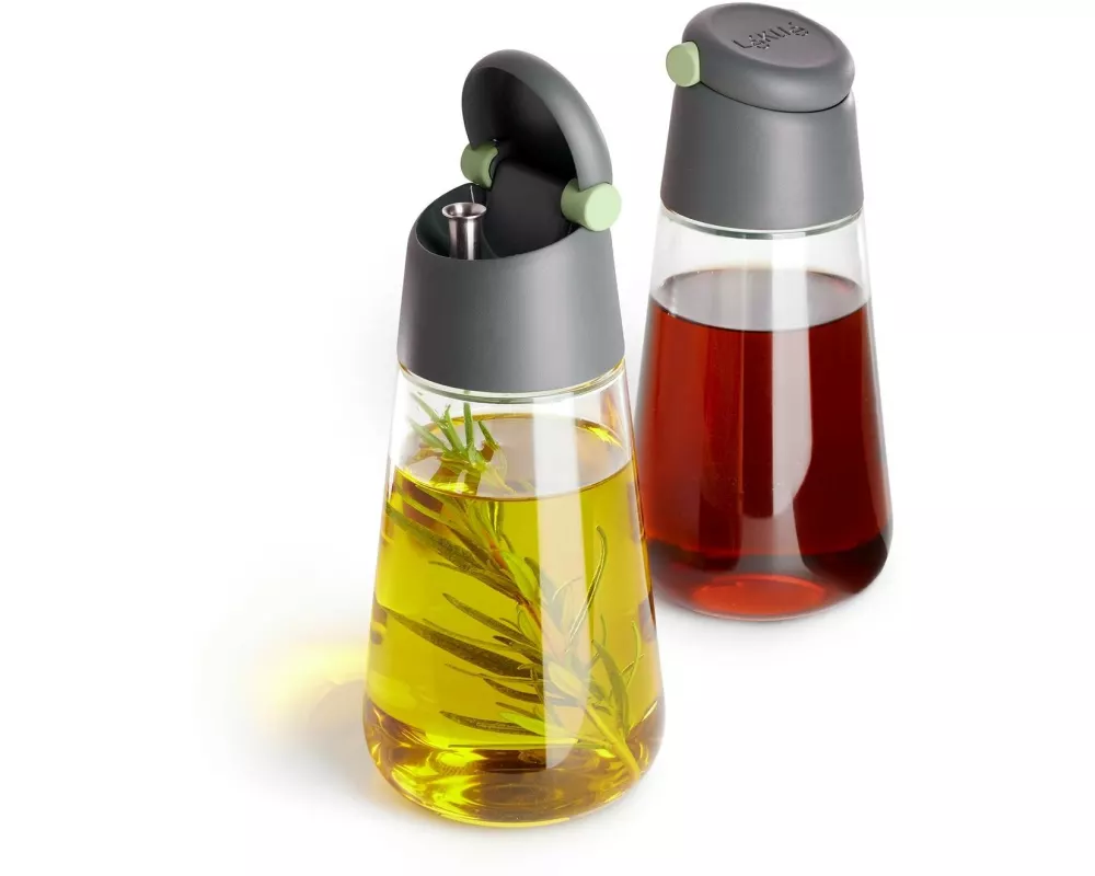 Lékué Öl & Essig Spender 2er-Set, Glas, Grau