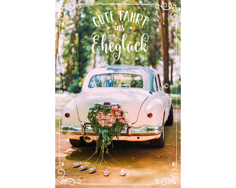 ABC Hochzeitskarte B6 51540 Auto Blumenherz