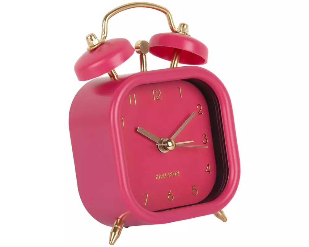 KARLSSON Klassischer Wecker Metallic Glam square Dark pink