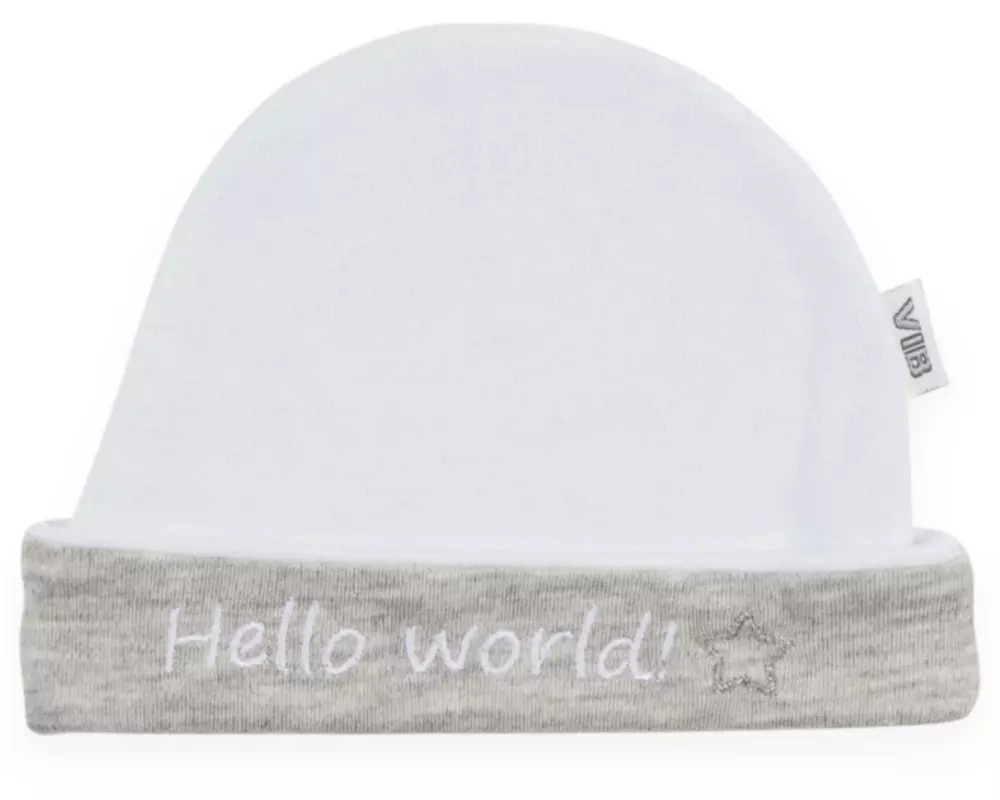 Very Important Baby Mütze Hello world Weiss/Grau