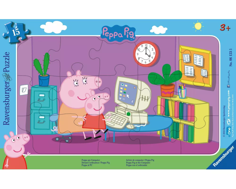 Kinderpuzzle 15 Teile - Peppa Wutz - Peppa am Computer