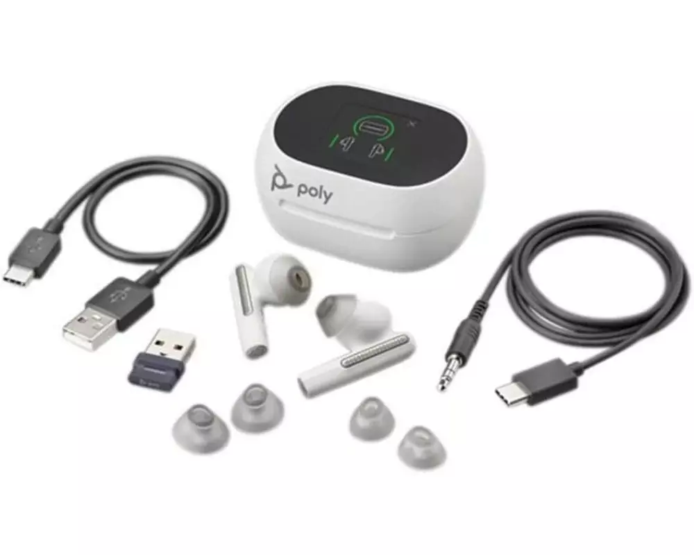 Poly Headset Voyager Free 60+ MS USB-A, Weiss