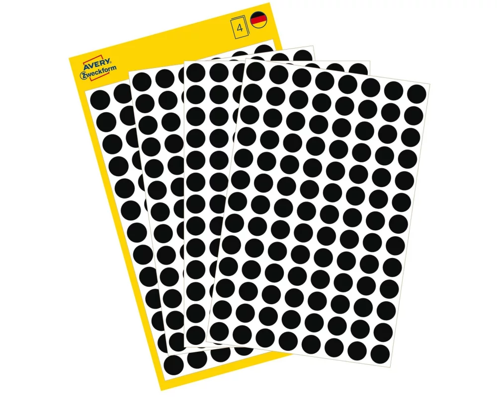 Avery Zweckform Klebepunkte Ø 8 mm, 4 Blatt, Schwarz