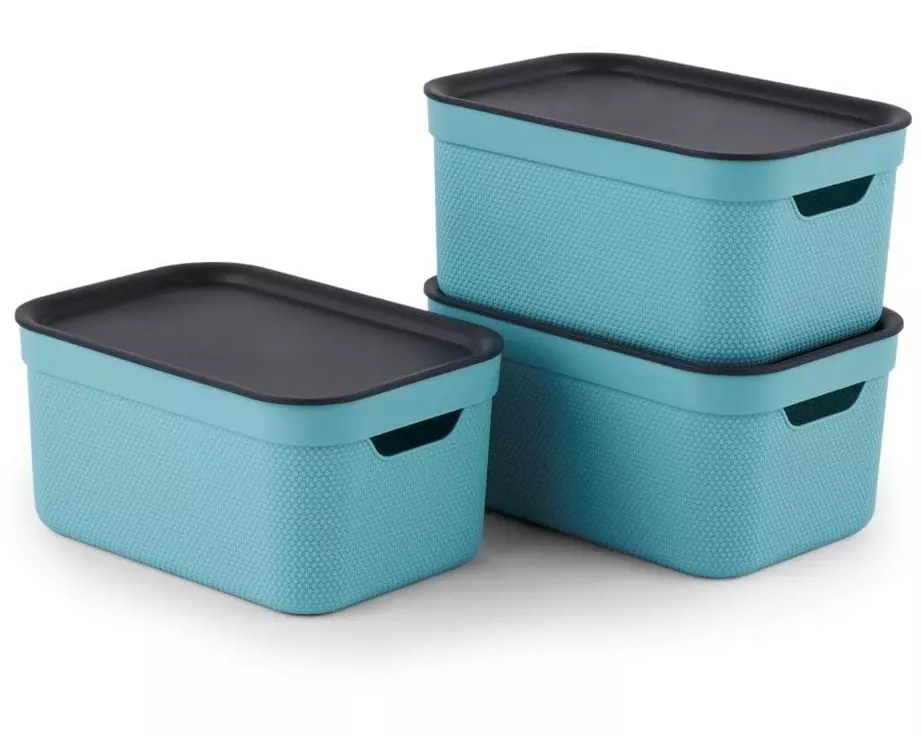 Rotho Aufbewahrungsbox A5 Jive 3 Stück, Hellblau